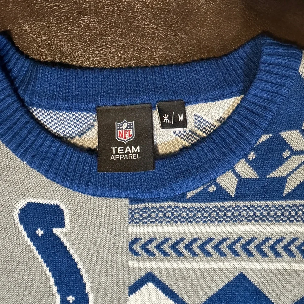 Klew NFL Men's Indianapolis Colts Patches Ugly Sweater. Size M - Picture 4 of 7